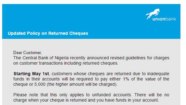 Banks To Charge 1% Value Or N5,000 Penalty For Unfunded Returned Cheques In Nigeria