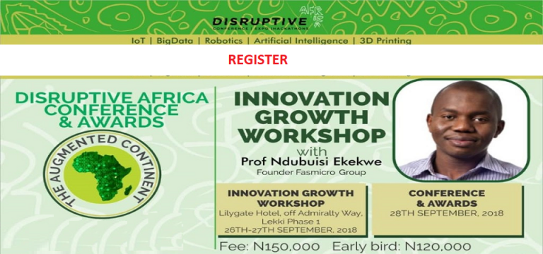 [REGISTER] Disruptive Africa’s Innovation Growth Workshop w/ Prof Ndubuisi Ekekwe, Lagos, Sept’18