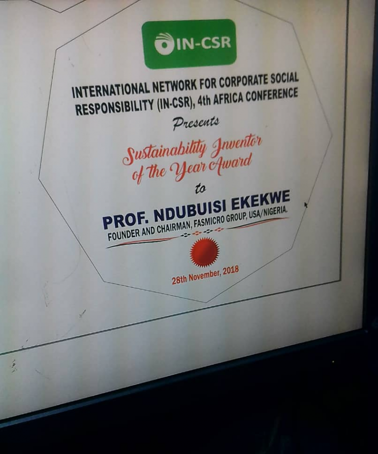 Ndubuisi Ekekwe To Receive “Sustainability Inventor of the Year” Award During IN-CSR Africa