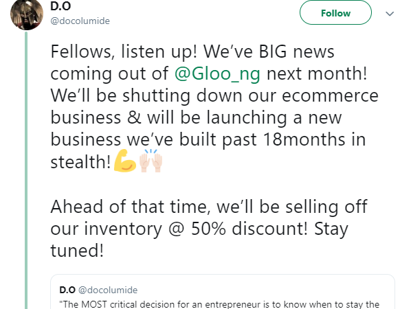 Nigeriaâ??s Ecommerce Startup, Gloo .ng, Fails