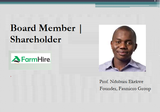 Ndubuisi Ekekwe Becomes FarmHire Shareholder, Joins Board