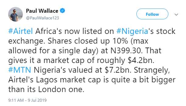 Nigerian Investors Send Better Gifts than Londoners to Airtel Africa