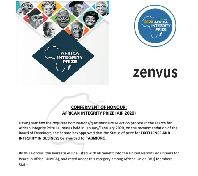 FASMICRO Receives Africa Integrity Prize, Supported by the United Nations.