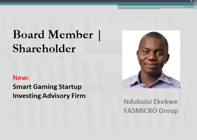 Our Portfolio Expands With Investment Entity and Smart Gaming Startup (Lagos, and Florida)