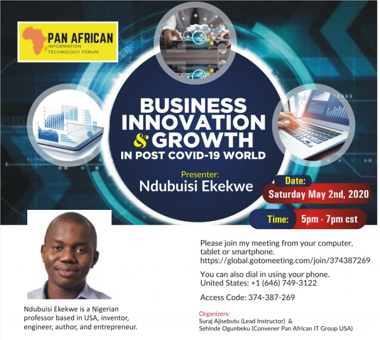 Ndubuisi Ekekwe To Speak in Pan African IT Forum Tomorrow –  6pm NYC Time  (Webinar)