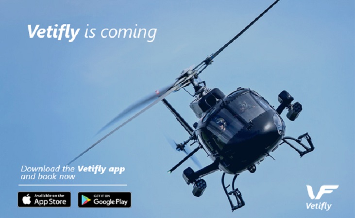 Download Vetifly App and Book Your Helicopter Ride – Operations Commence Aug 27