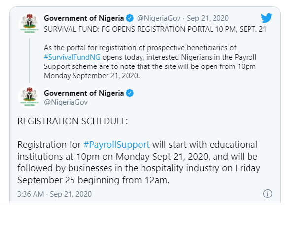 Application Link for the Federal Govt of Nigeria’s N75 Billion MSME Survival Fund