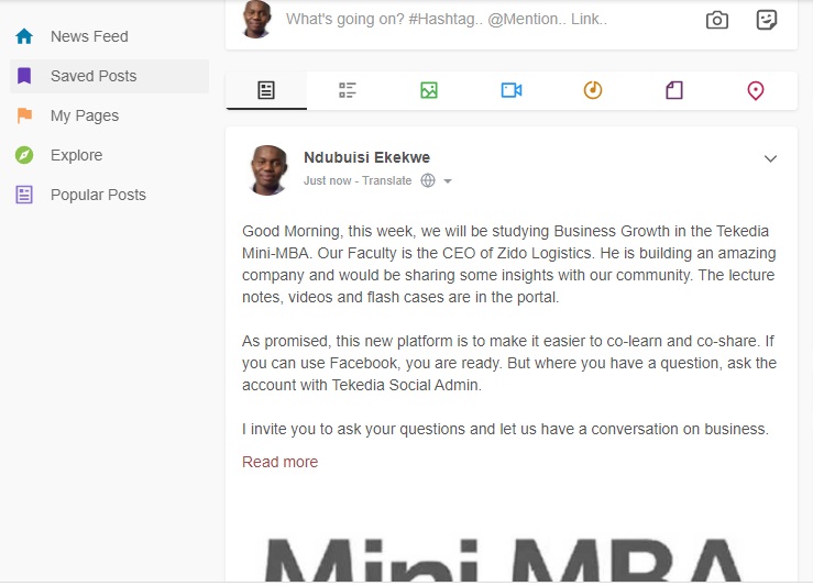 Tekedia Mini-MBA Social Portal Is About Ready