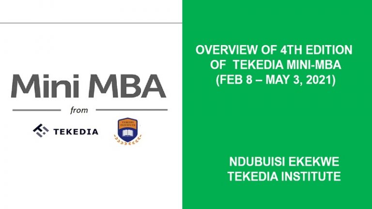 Overview of 4th Edition of Tekedia Mini-MBA (Feb 8 – May 3, 2021) [Video]