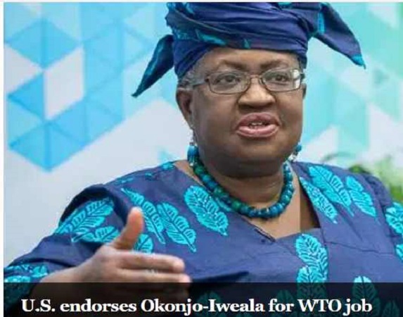 U.S. Endorses Ngozi Okonjo-Iweala for WTO job