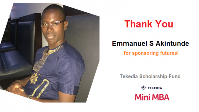 Thank You Emmanuel S Akintunde for Donating to Tekedia Scholarship Fund