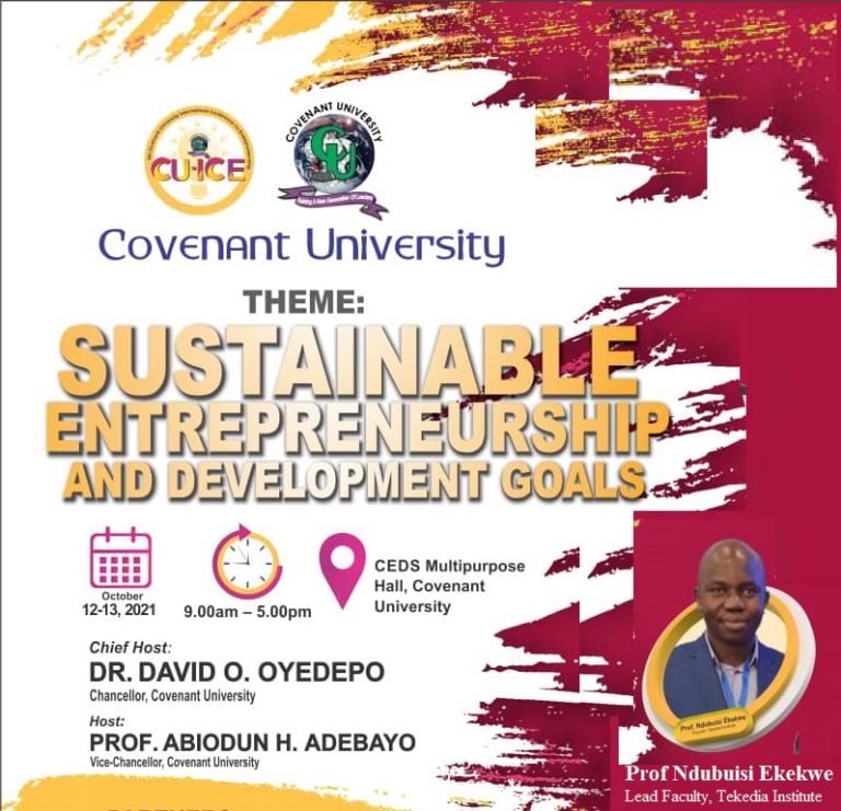 Ndubuisi Ekekwe To Keynote 2021 Covenant  University CU-ICE conference