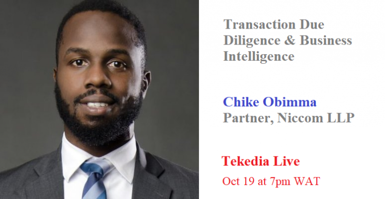 Transaction Due Diligence and Business Intelligence At Tekedia Live