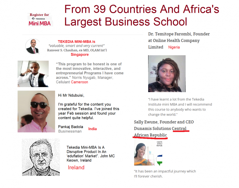 Tekedia Mini-MBA Testimonials On Quality Entrepreneurial Business Education