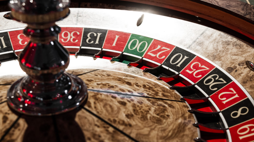 Wooden Shiny Roulette Details in a Casino
