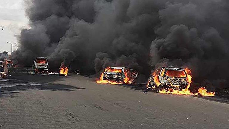 Petrol Tanker Explodes In Lagos