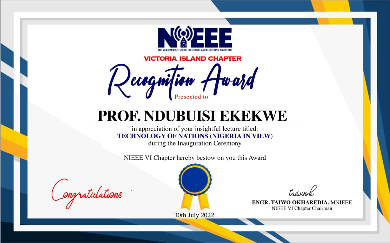 NIEEE Award to Ndubuisi Ekekwe