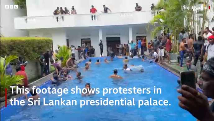 Protesters Storm Sri Lankan capital and Swim in Presidential Pool