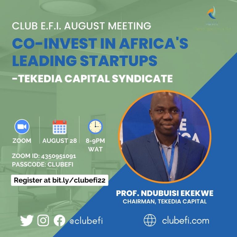 Join Tekedia Capital As It Presents To Members of Club EFI