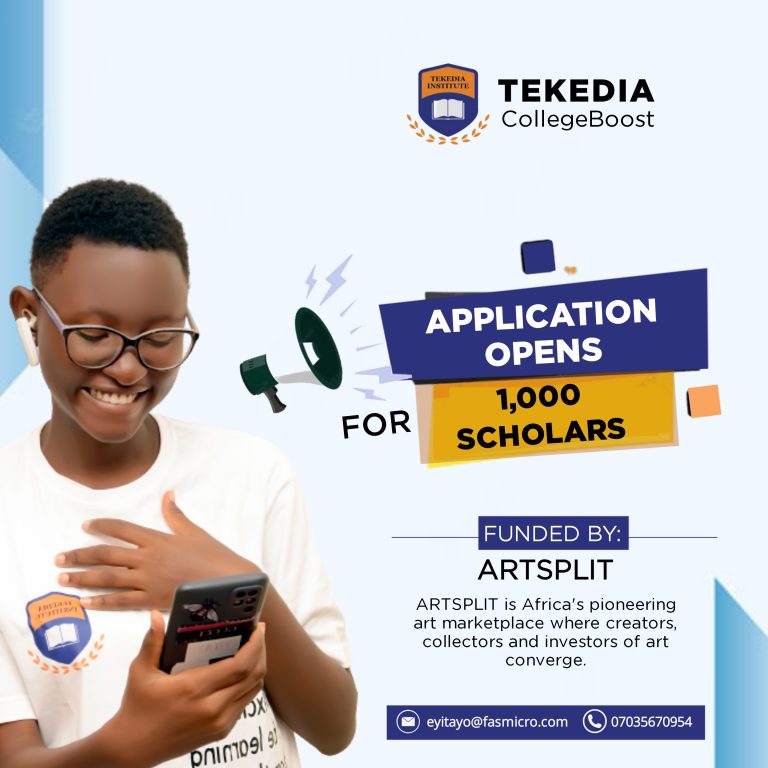 ARTSPLIT Funds 1,000 Tekedia CollegeBoost Scholarships for Undergraduates