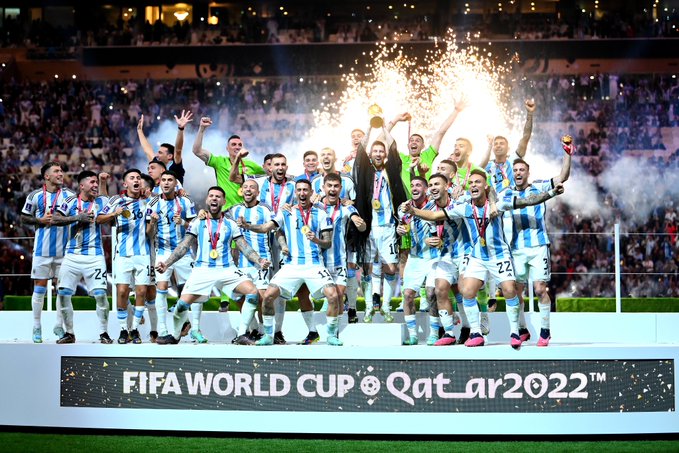 Messi and Argentina Lift the 2022 FIFA World Cup Trophy