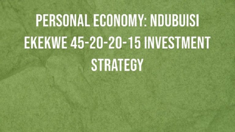 Personal Economy: Ndubuisi Ekekwe 45-20-20-15 Investment Strategy