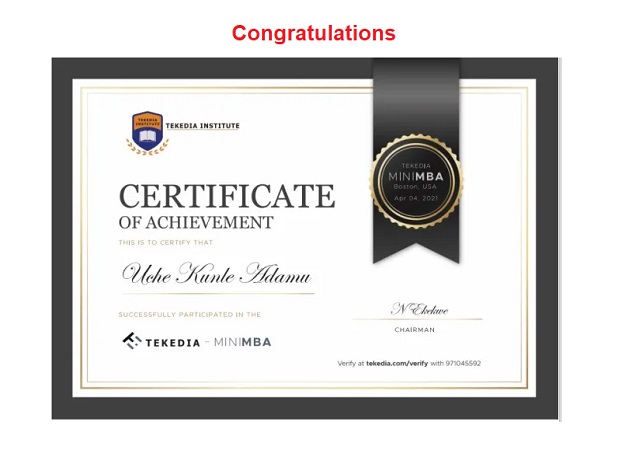 Congrats Tekedia Mini-MBA Edition 12 Class, Your Certificates Are Now Ready