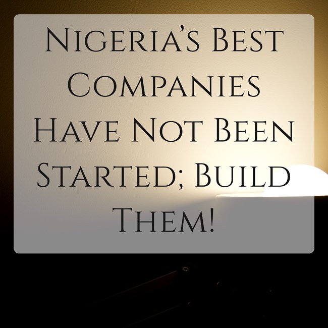 Nigeria’s Best Companies Have Not Been Started; Build Them!