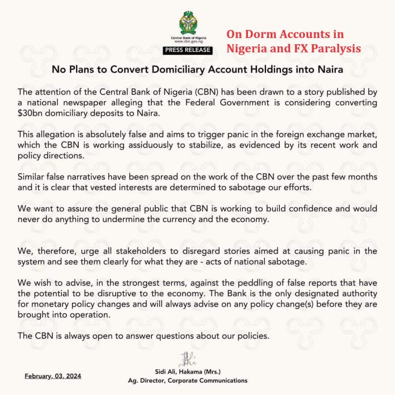 The Near Impossibility of Nigeria’s Central Bank Converting USD to Naira in Dorm Accounts