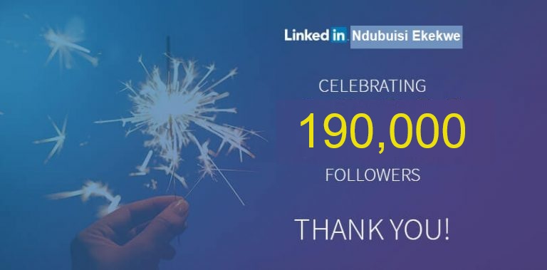 Ndubuisi Ekekwe Celebrates 190,000 LinkedIn Followers