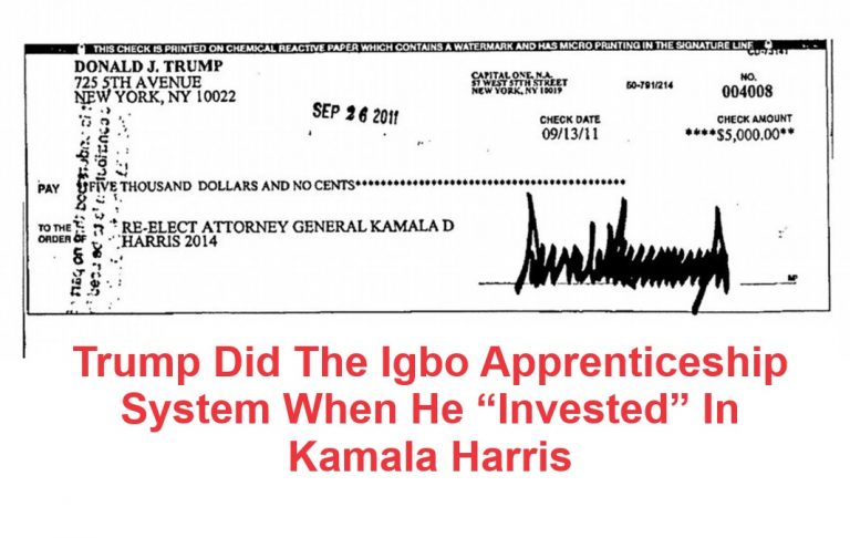 The Trump’s Igbo Apprenticeship System On $5,000 Donation To Kamala Harris