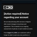 OKX to Discontinue Services to Nigerian Users