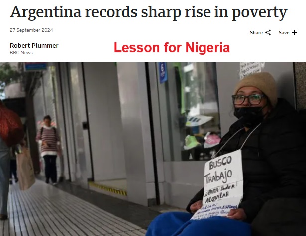 The Lesson from Argentina for Nigeria, on Scaling Poverty via Mindless Reforms