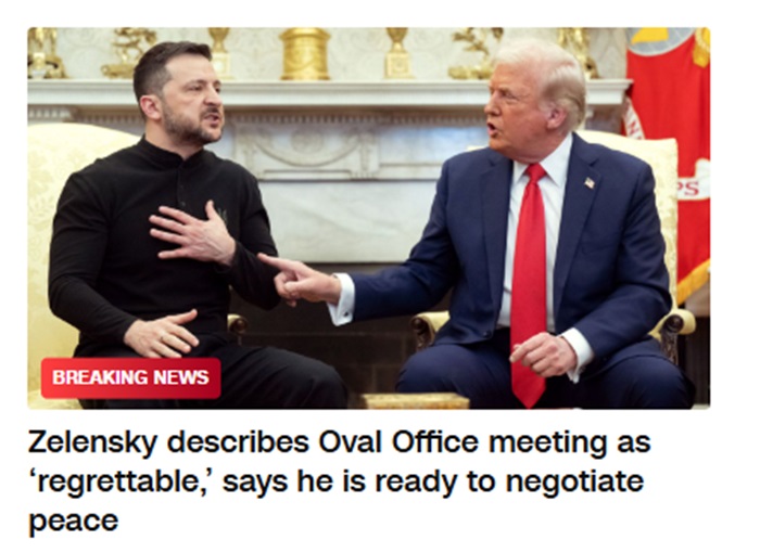 The Ukraine’s Uncommon “Regret” After the White House Oval Office Mess