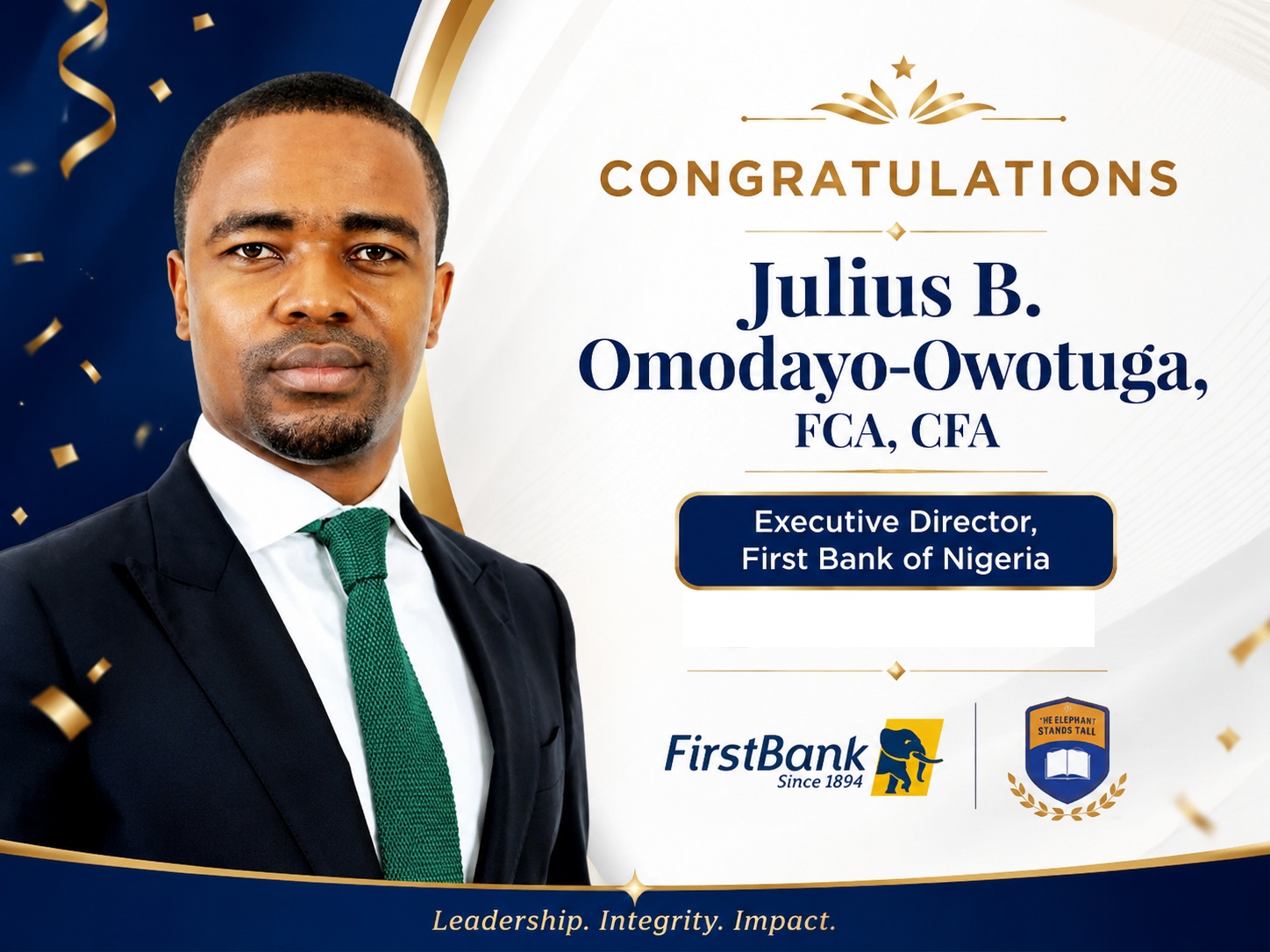 When Leadership Meets Impact: Celebrating JB Omodayo-Owotuga’s New Chapter at First Bank