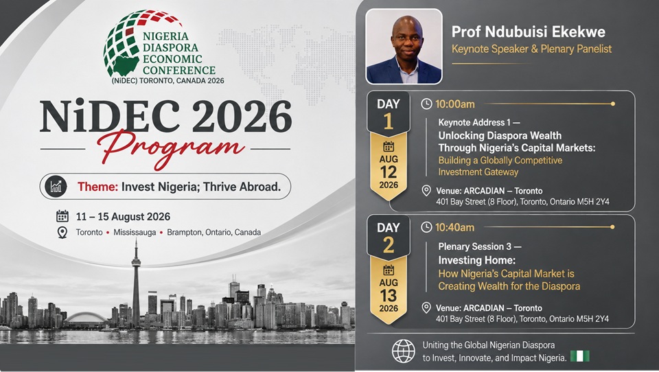 NiDEC 2026 Keynote Theme: From Money to Capital: The Nigerian Diaspora’s Next Big Opportunity