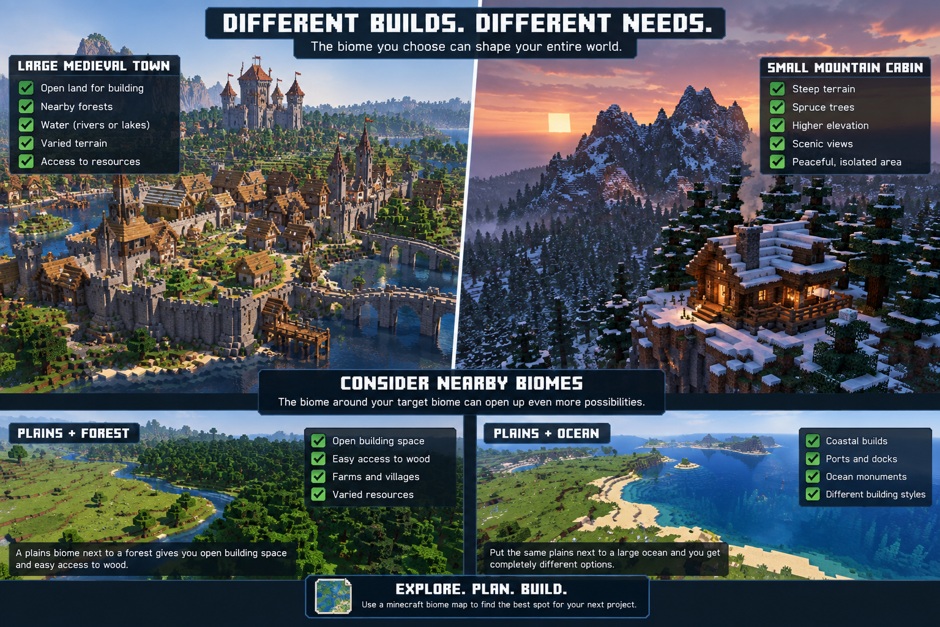 How to Use a Minecraft Biome Locator Before Building