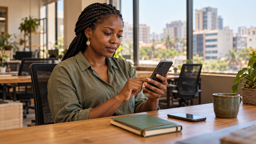 User completing passwordless registration on a smartphone.